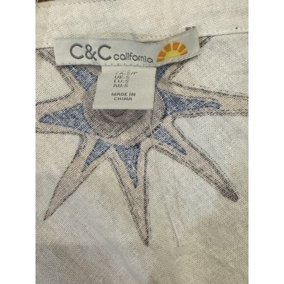 C&C California Linen Blend Tropical Print One Shoulder Maxi Dress Sz S Resort - Picture 4 of 7